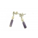 Purple Fluorite and Pearl Drop Earrings
